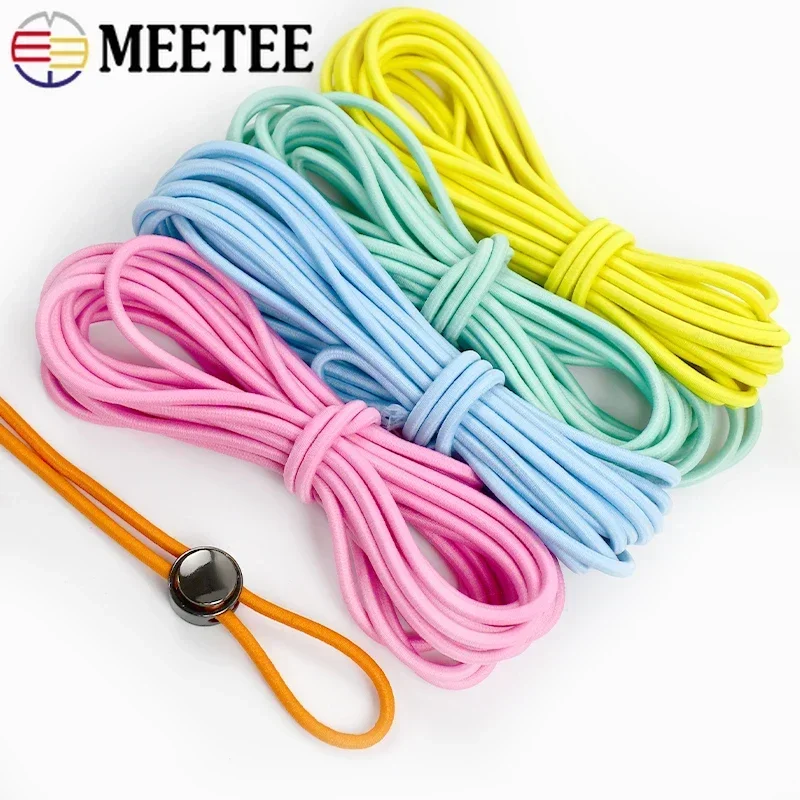 5/10/20M 4mm Round Elastic Rope Colorful Rubber Band HairBand Elasticity Cord Sewing Elastics Line Belt Spring Drawstring Manual