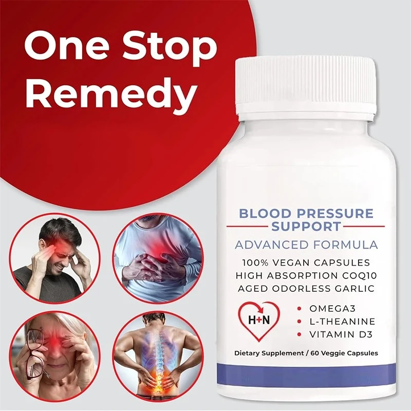 Blood Pressure Support Supplement, Black Garlic Extract Containing Coenzyme Q10, -60 Capsules