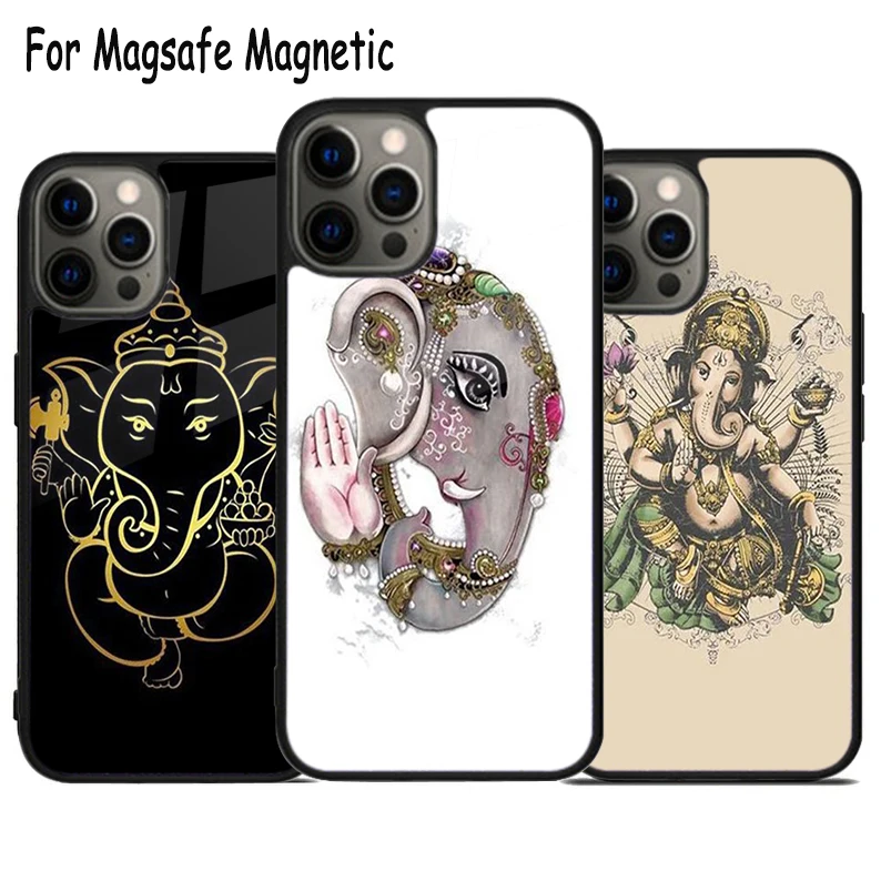 Lord Ganesha Wireless Charge Magsafe Phone Case For iPhone 15 16 14 13 11 12 Pro Max Plus Magnetic Bumper Cover