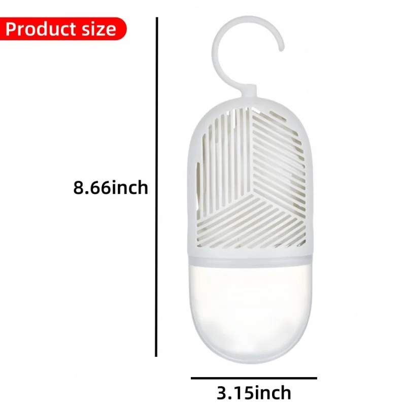Clothes Dehumidification Box Reusable Hanging Dehumidifier Packs Anti-Mold with Water Collector&Hook for Wardrobe Closet Cabinet