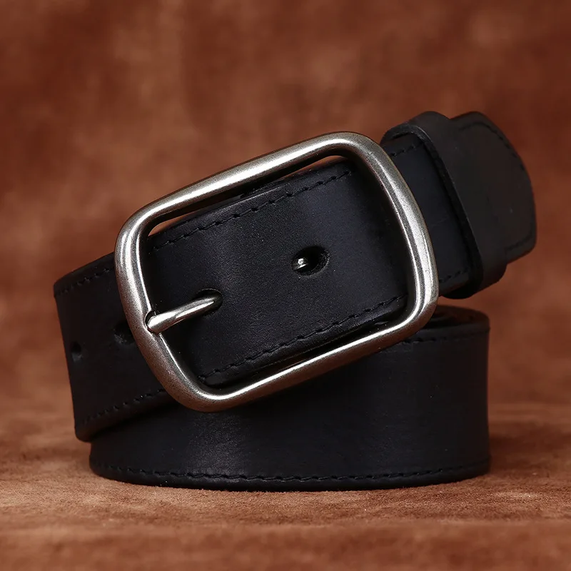手作り純銅バックルレザーベルトトップレイヤー牛革多用途シンプルなデザインジーンズ用メンズスタイルレトロファッション