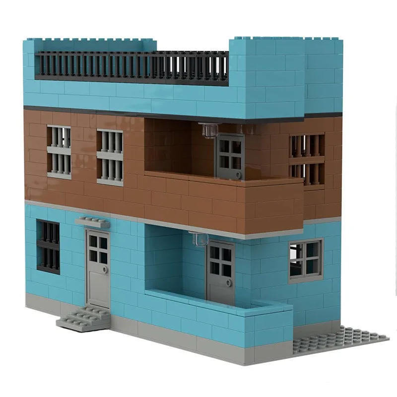 565Pcs Modular House MOC Architecture Building Blocks City Street View Blue Brown Apartment Bricks DIY Educational Construction