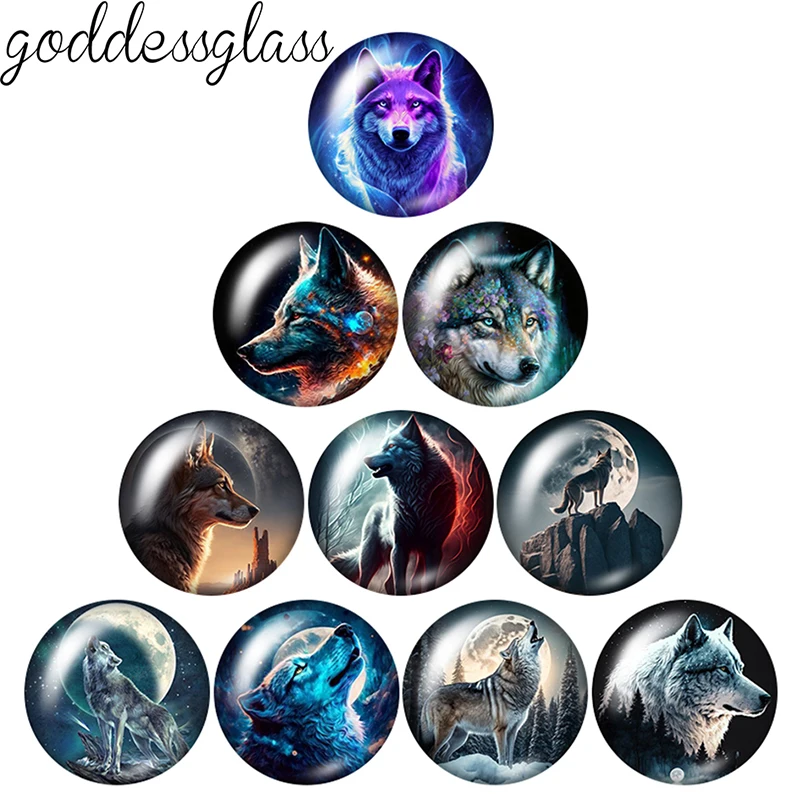 Wildness Freedom Winter Wolf Brave Animal 10pcs 12mm/18mm/20mm/25mm Round Photo Glass Cabochon Flat Back Making Findings Jewelry