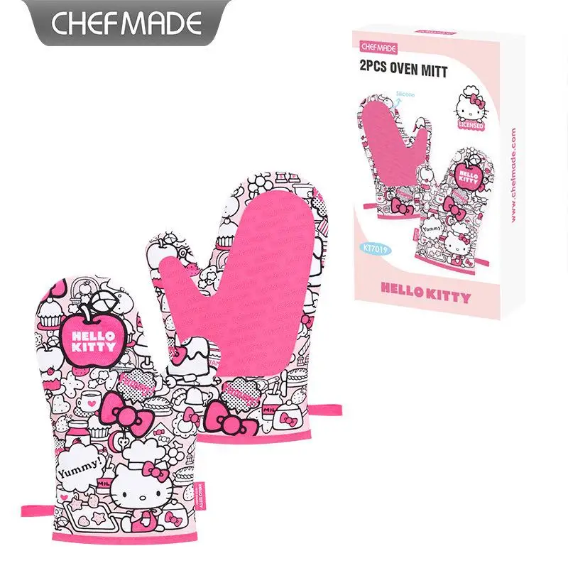 Hello Kitty-Gants de Cuisson Sanurgente, Kit de Cuisson pour Enfant, Ensemble de Moule à Gâteau en Gel de Silice, Vente en Gros