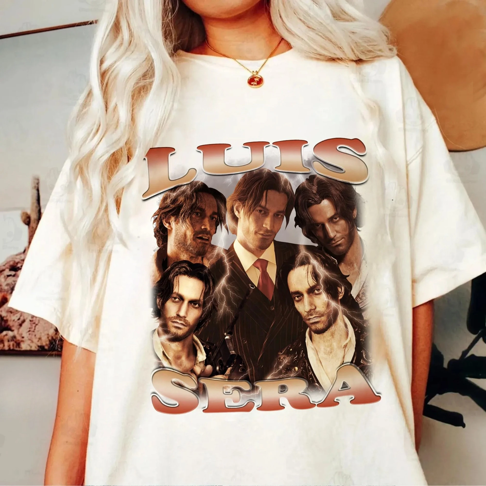 Luis Sera Resident Evil Printed T-shirt Women's Spring/Summer Fashion Trend Pure Cotton Top Neutral Short Sleeve T-shirt