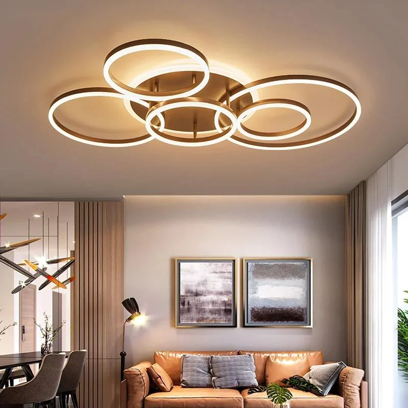 

Modern Simple Led Ceiling Lamp Golden Black Living Room Study Lighting Dimmable Indoor Living Room Chandelier Hot Selling