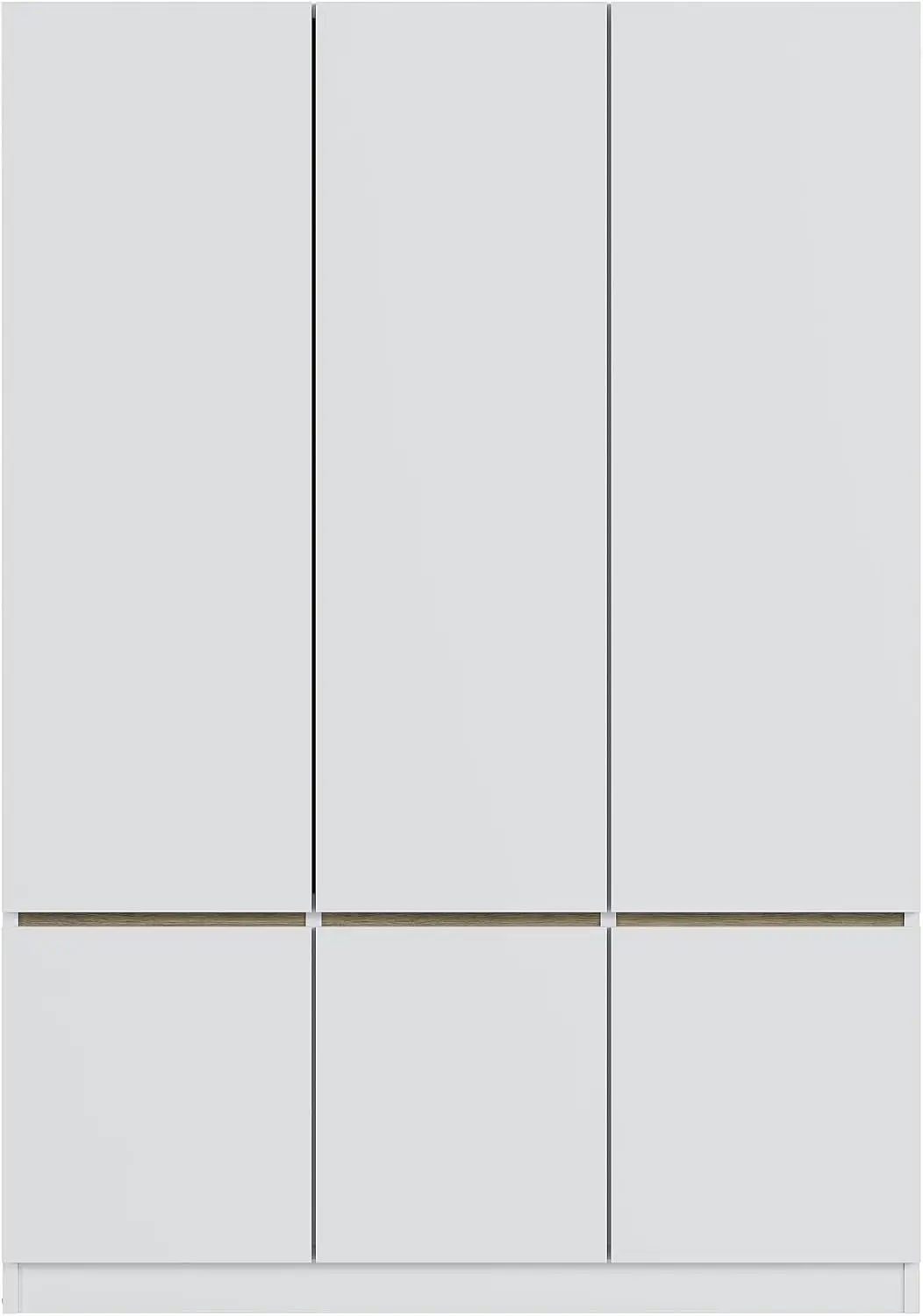 6-Doors Wooden Wardrobe Closet Storage Shelves and Hanging Rail for Clothes for Bedroom Organizer, White