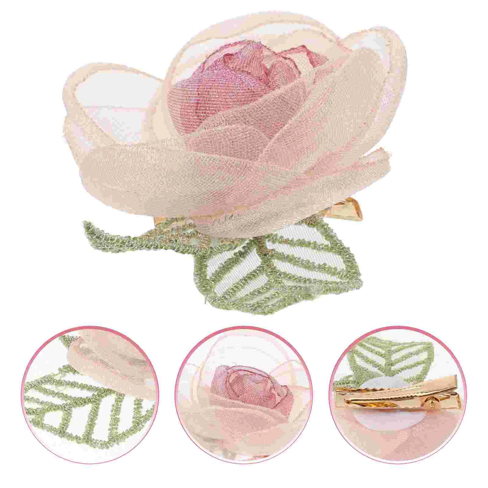 

Hair Clips Dry Rose Hairpin Flower Organza Accessories for Women Girl Cute Mori Department Miss Barrettes