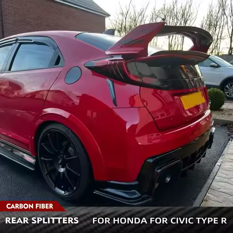 For Honda for Civic Type R Hatchback 2015 2016 Carbon Fiber Car Rear Bumper Vents Canards Trims Fins Car Rear Splitters