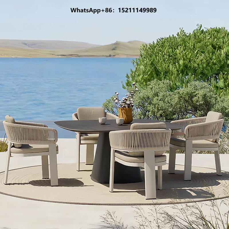 Modern Durable Comfortable Aluminum Alloy Outdoor Dining Table and Chair Set for Garden & Outdoor Use