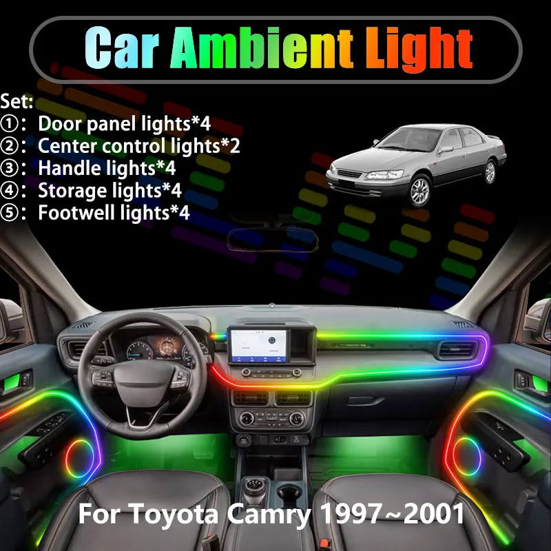

For Toyota Camry 1997~2001 MK4 4th XV20 2/18 in 1 Car ambient lighting Led trunk interior led lights USB RGB Ensemble Streamer