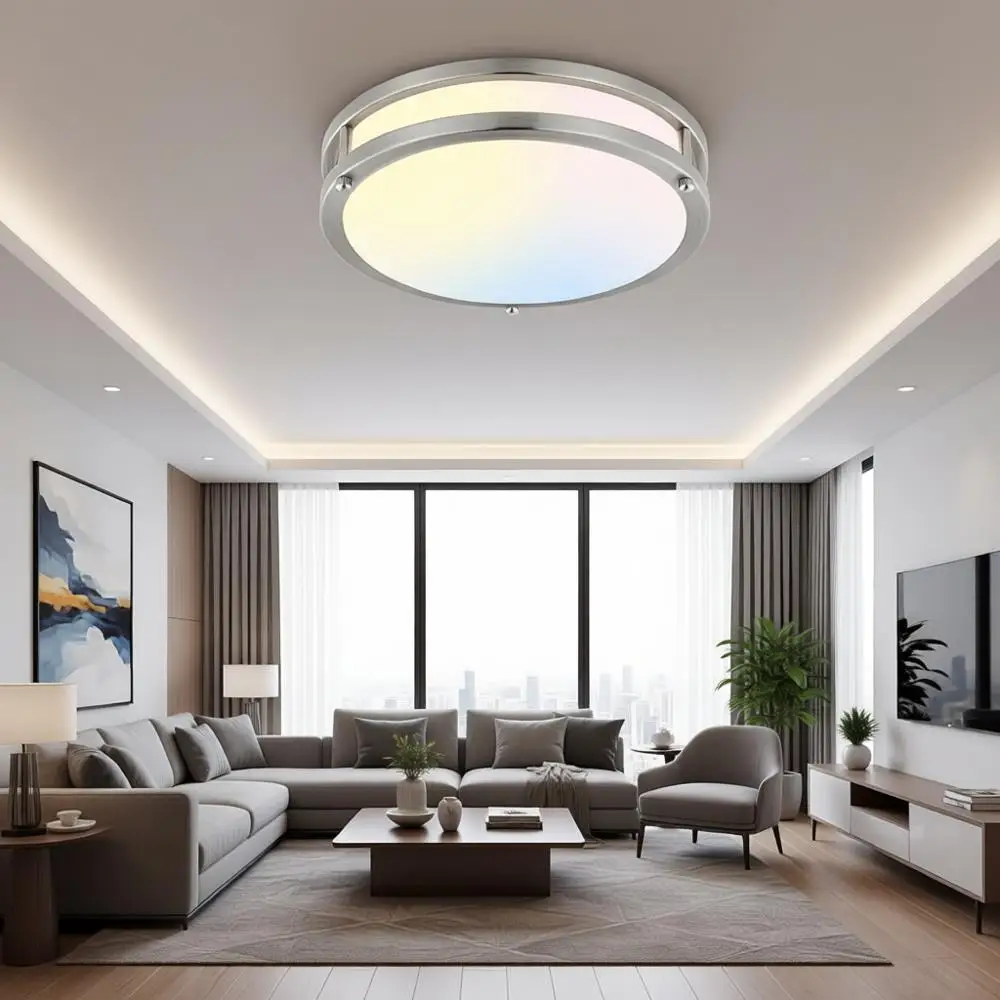 

10Inch LED Ceiling Lights, 3200LM Dimmable 5CCT, Kitchen Bedroom Bathroom Stairwell, Nickel