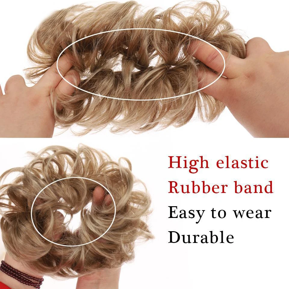 Synthetic Chignon Extension Messy Curly Chignon Hairpiece Hair Extensions Elastic Hair Rope Rubber Band Hair Accessories For Wom