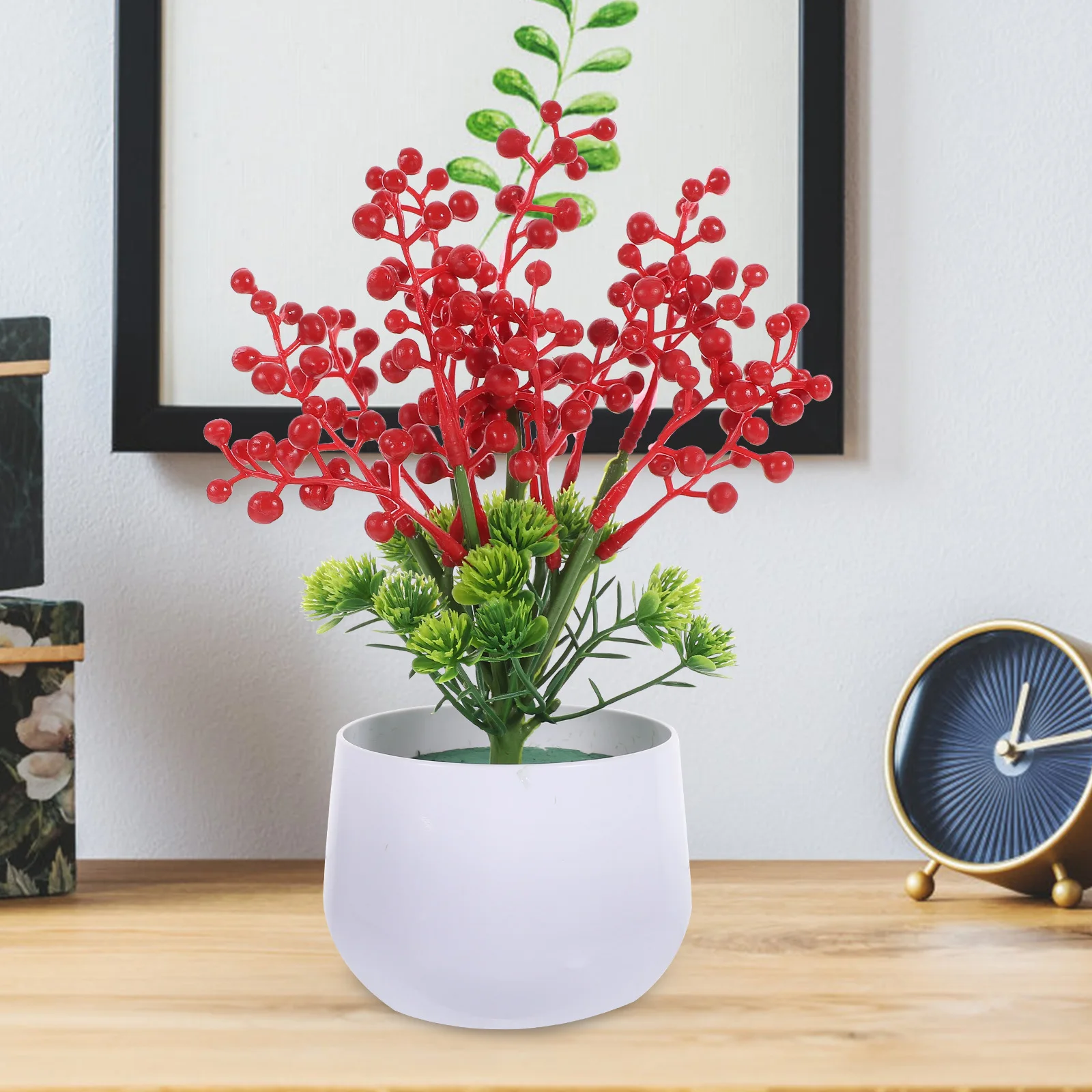 

Artificial Potted Plant Fake Bonsai Lifelike Plastic Flower Decorative Green Plants For Home Office Indoor Tabletop