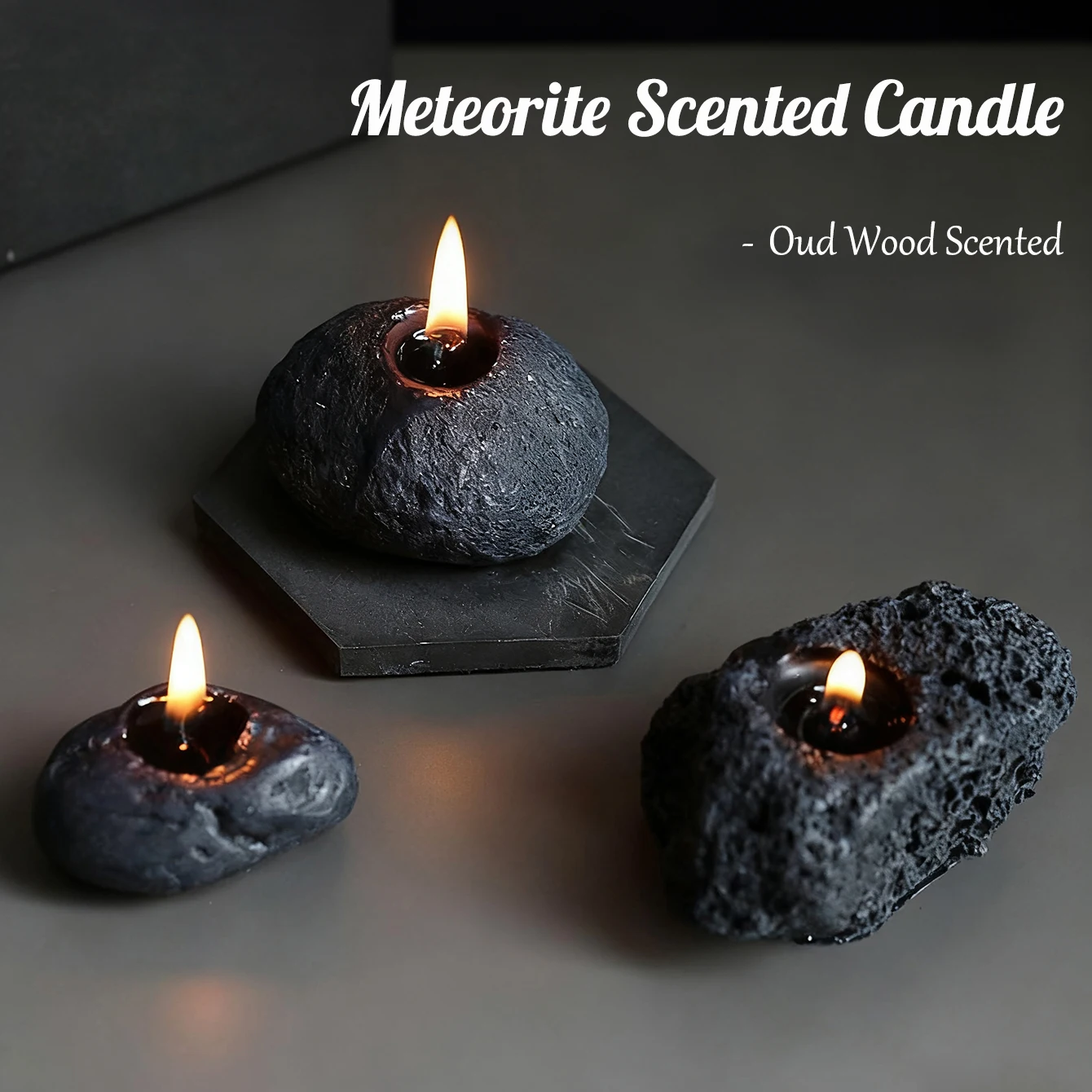 1 Stück Meteorit-Duftkerze – orientalischer holziger Duft, handgefertigt, rauchfrei, langanhaltender Duft, perfekte Geschenke zum Valentinstag