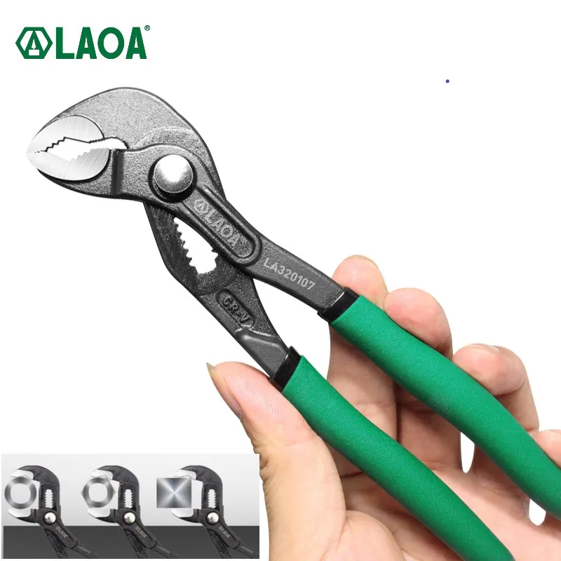 Laoa-alicate da Bomba de Água Chave de Encanamento Ajustável Joint Pipe Wrench Reta Jaw Groove Quick-release Universal 10