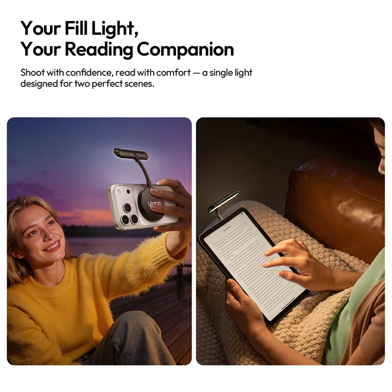 Ulanzi M10 Magnetic Flexible Phone Light 5-Level Color Temperature Brightness Adjustable for Smartphone Livestreaming Vlog Shots