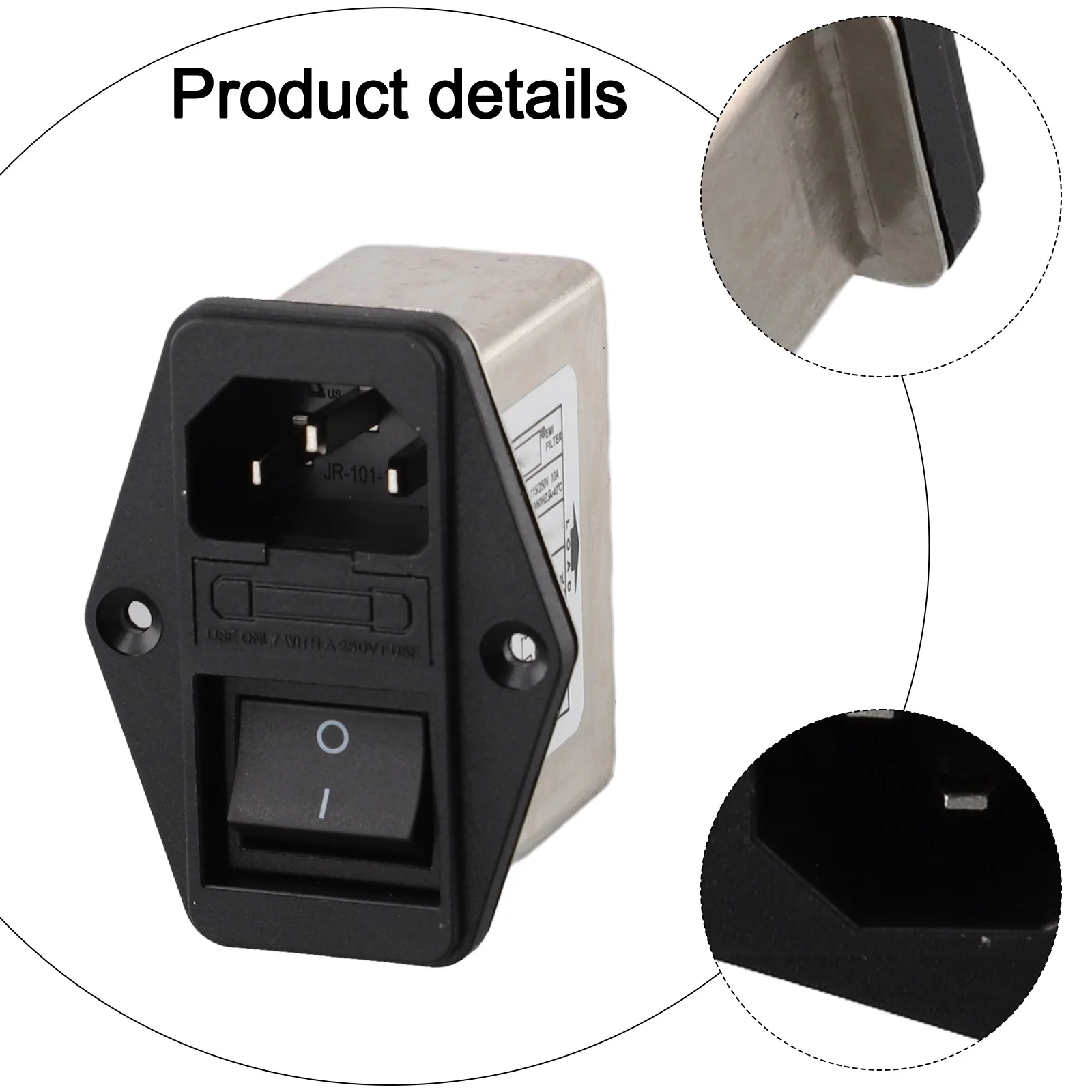 IEC Power Input Filter AC Power Outlet With  For EMI Filter Fuse Nickel-plated Iron  250 V AC 50/60Hz Electronic Equipment