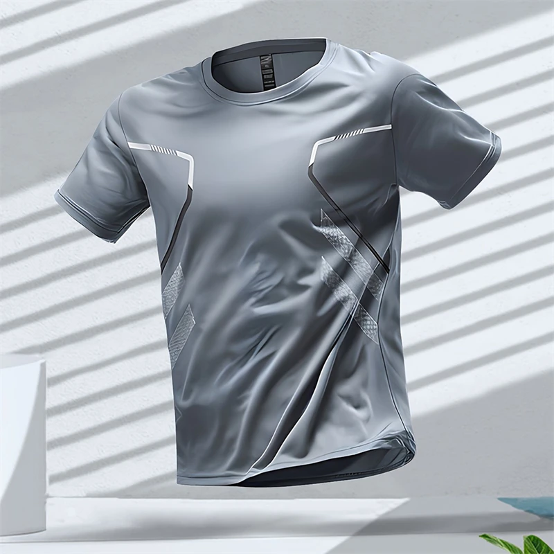 Camisetas deportivas para hombre, camisetas para correr, entrenamiento al aire libre, secado rápido, transpirable, manga corta, camisetas informales con cuello redondo, camisetas holgadas de verano