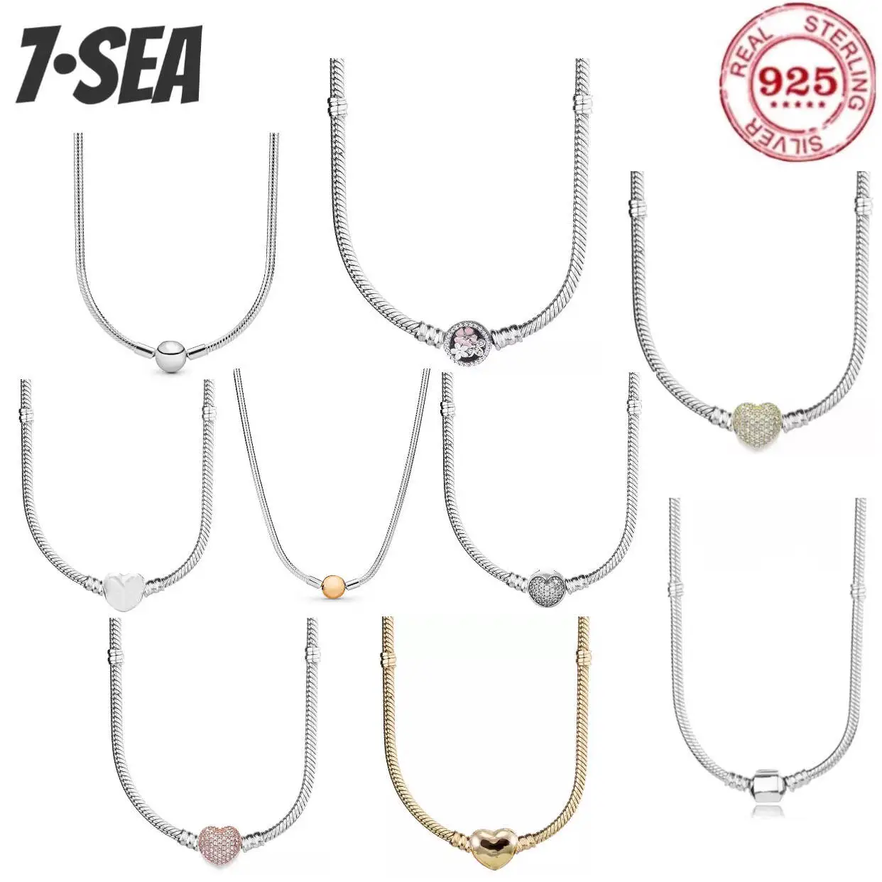 

Лидер продаж, оригинальное ожерелье из стерлингового серебра 925 пробы с круглым сердцем, роскошное очаровательное ожерелье из змеиной кости, женские модные ювелирные изделия собственного производства