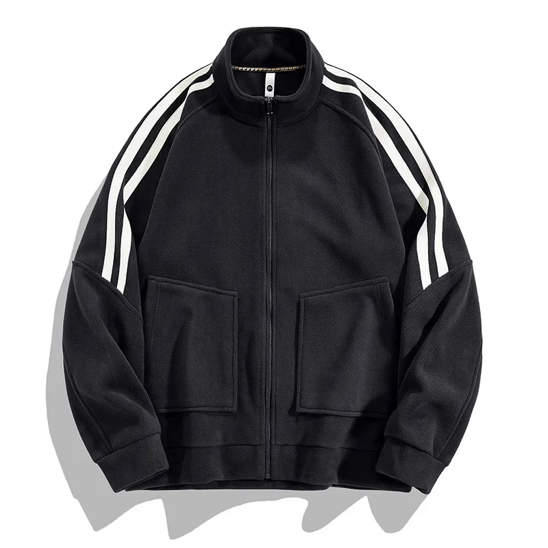Autumn Winter Fleece Jacket Warm Men Zipper Sweatshirt Pockets Coats Loose Sportswear Men Clothing Military Long Sleeve Tops