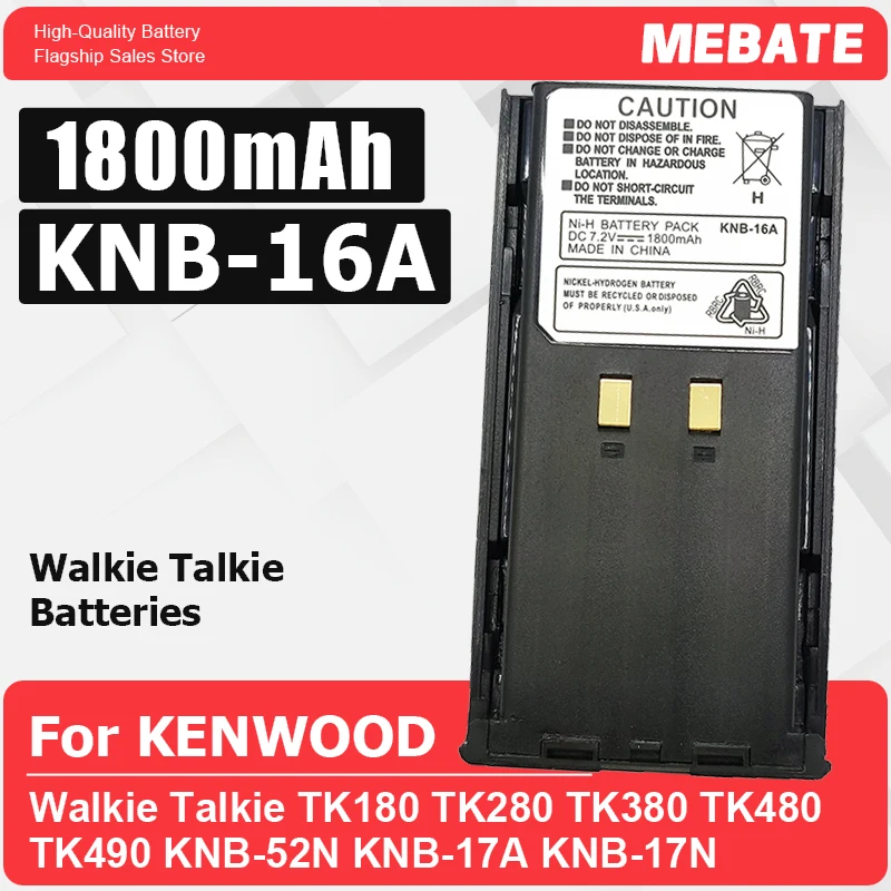 KNB-16A Ni-MH Battery New 7.2V 1800mAh For KENWOOD Walkie Talkie TK180 TK280 TK380 TK480 TK490 KNB-52N KNB-17A KNB-17N KNB-21N
