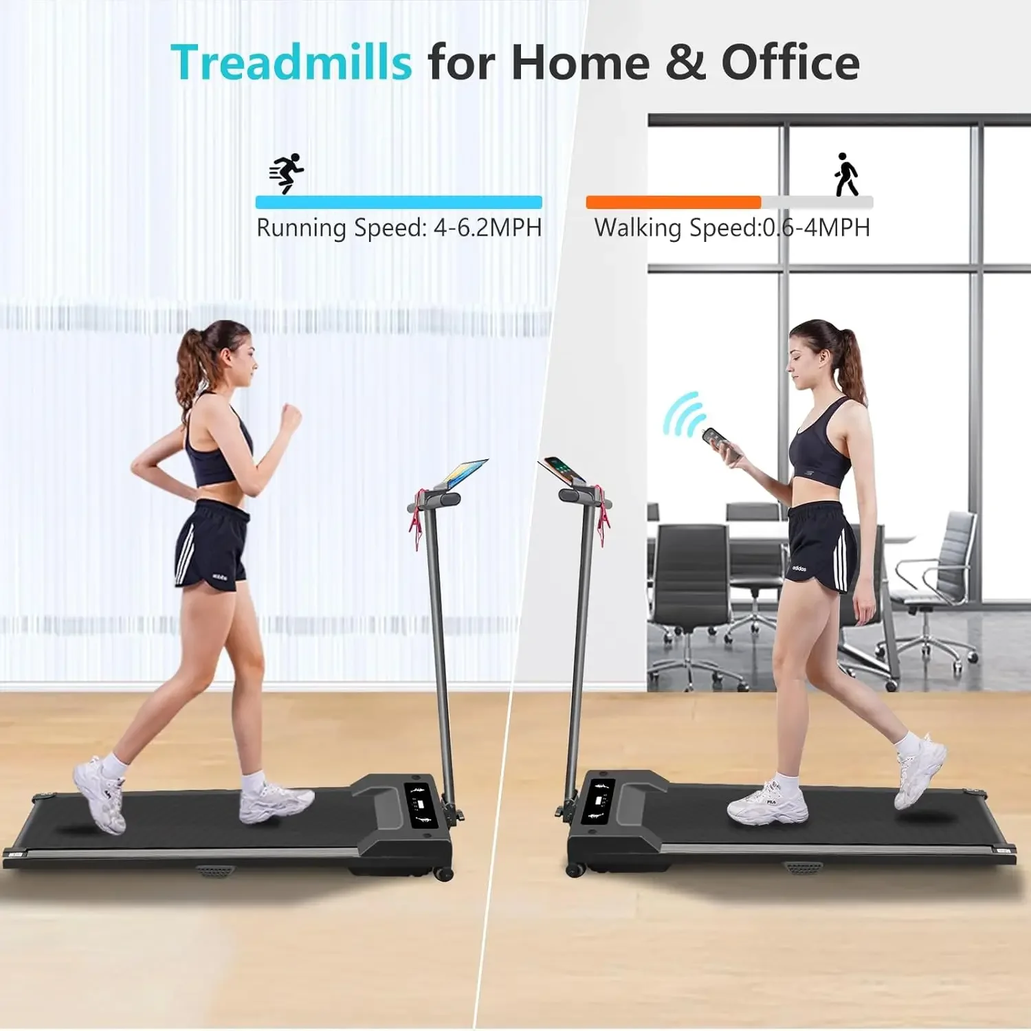 Home Small, Walking Treadmill Pad with Handle Bar, Portable Treadmill, Small Treadmill Desk, Folding Pad Treadmil