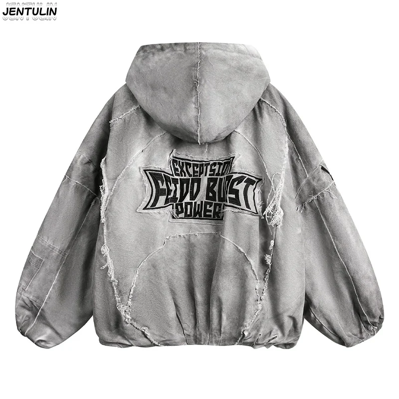Y2K Aesthetics Retro Collar Thickened Cotton Jacket Men Women Fashion Punk Vintage Streetwear Loose Casual Jackets Men Clothing