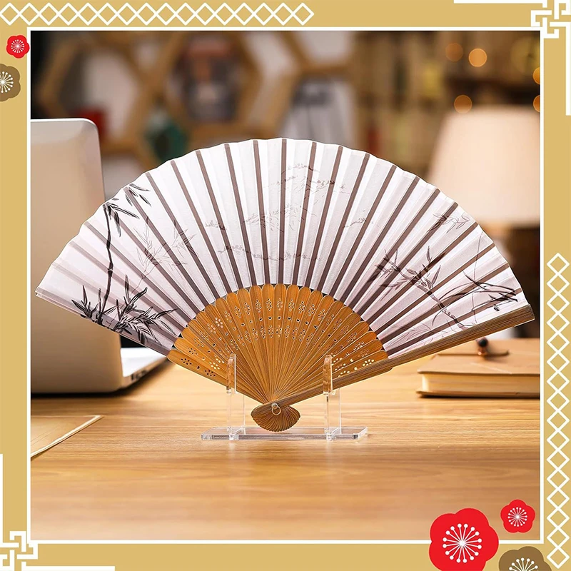 1/2pcs Acrylic Fan Display Stands Foldable Fan Stand Holder Space-Saving Desk Organizer For Japanese & Chinese Hand Fans
