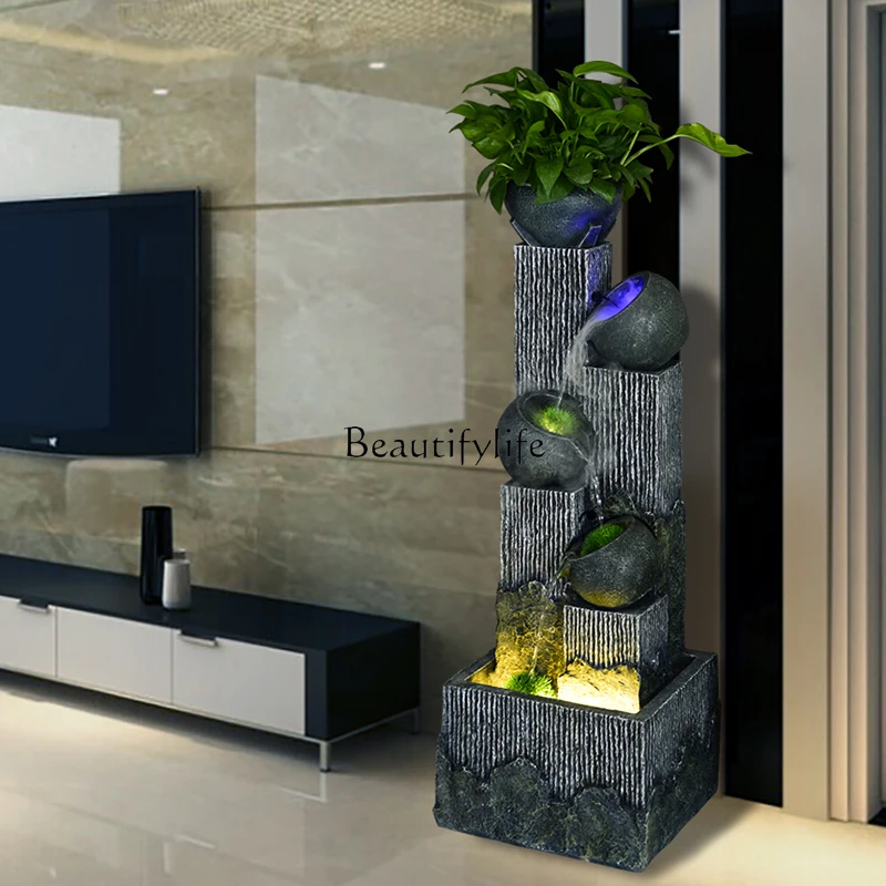 

Artificial Rockery Water Fountain Corner Floor Entryway Water Feature Humidifier Soft Decoration Crafts Modern Ornament
