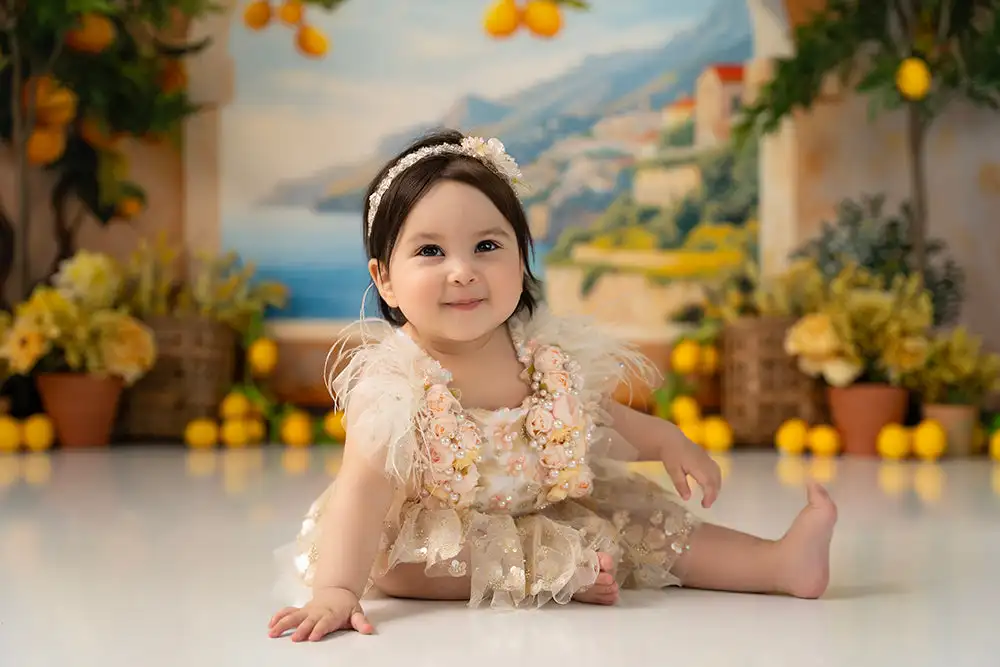 Lemon Villa View Photography Backdrop Kids Baby Cake Smash Photocall Decor Child Adult Birthday Studio Backgrounds