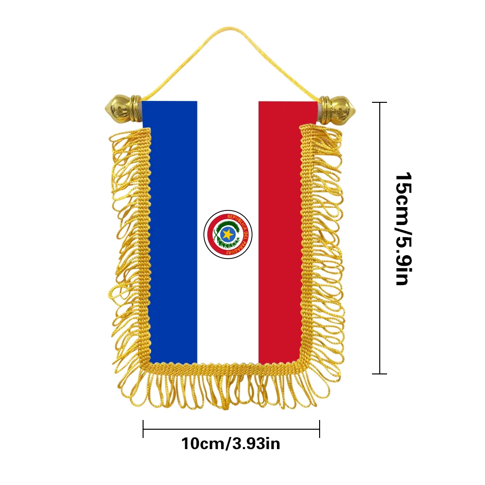 Paraguay small hanging flag 10x15cm triangular flag car decoration hanging flag double-sided pattern with suction cup