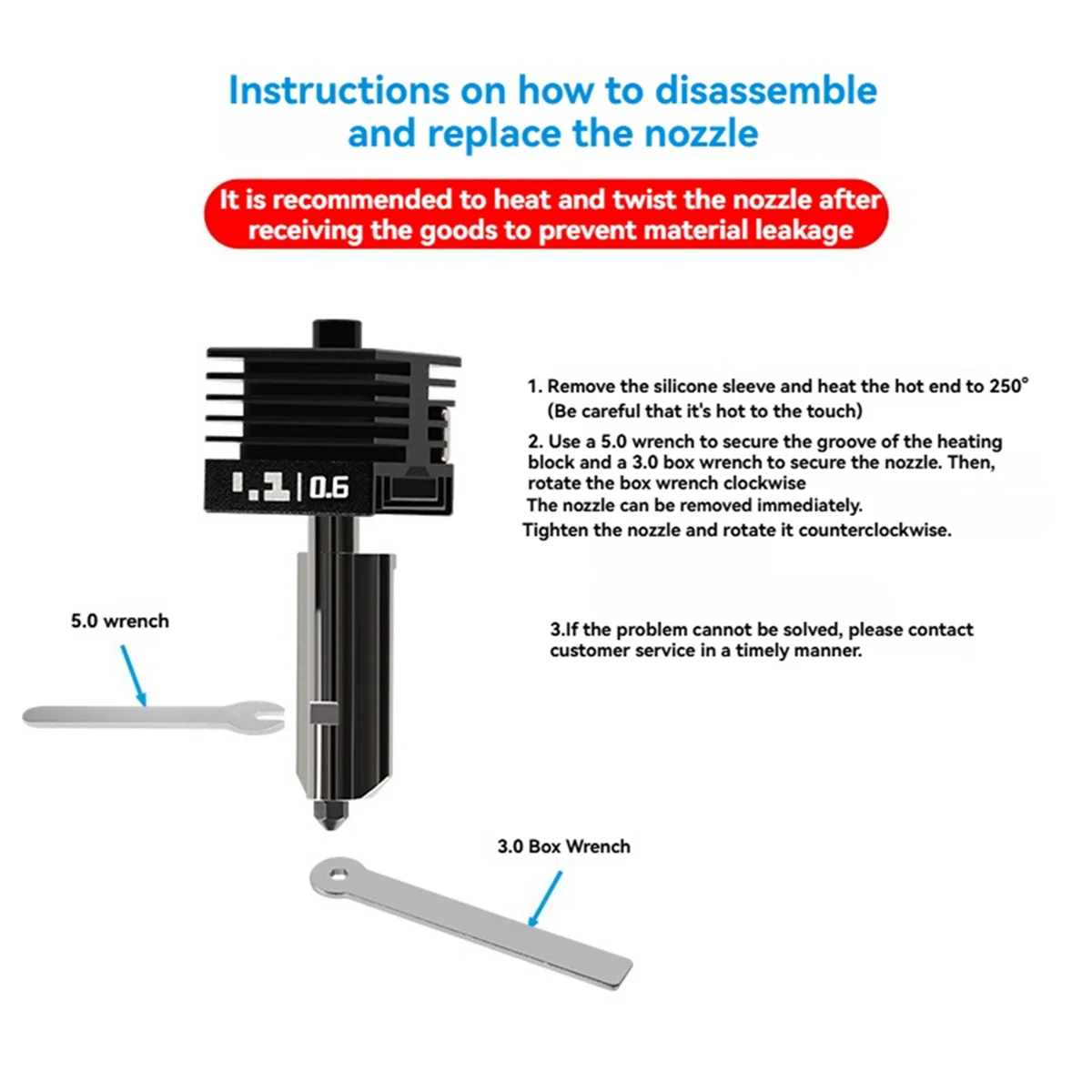 ABGV 0.6mm Hardened Steel Print Head Extruder Hotend Kit for H2D 3D Printer,Print Speed and Quick Swap Nozzle
