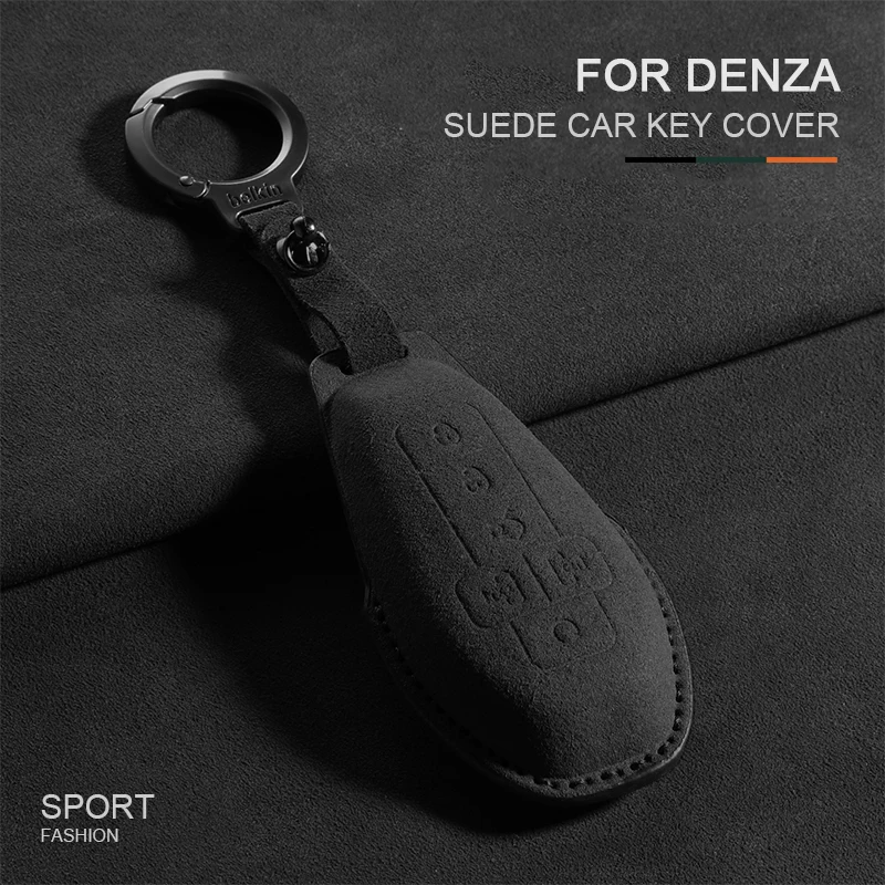 

Suede Car Key Case Cover For DENZA D9 DM D9 EV Leather Car Remote Key Case Cover Keychain Protector Shell Decorative Accessories