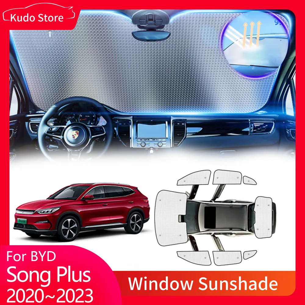 

Full Coverage Sunshades for BYD Song Plus EV 2020~2023 Front Windshields Visor Mats Rear Window Sun Protecti Carpets Accessories