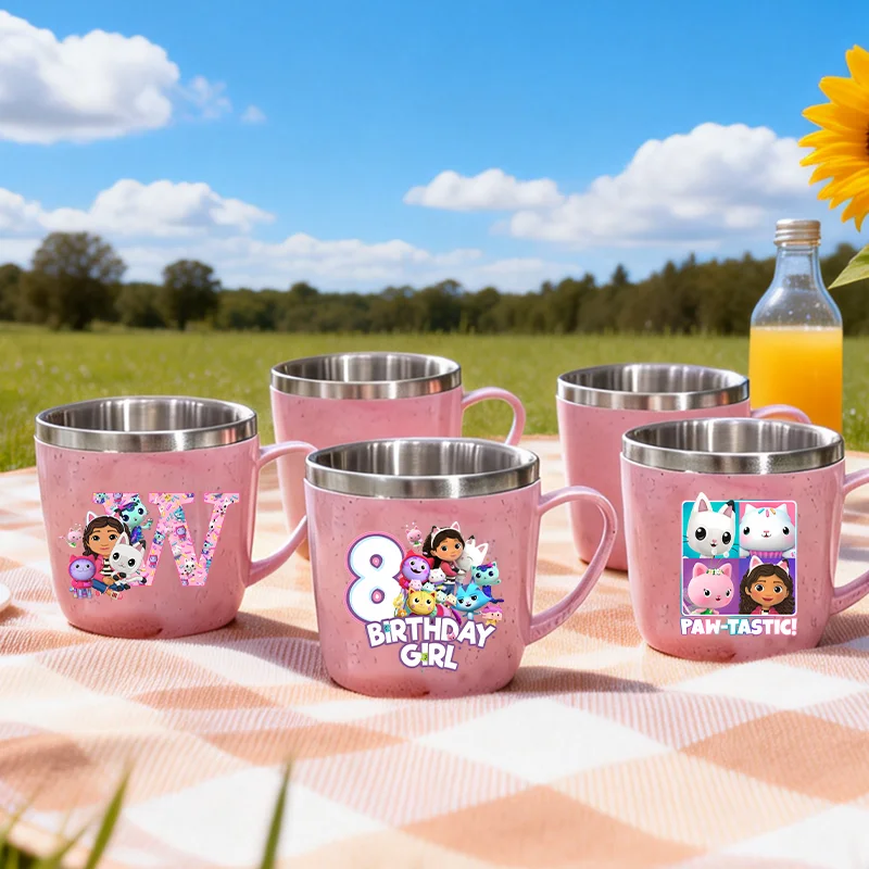 

Бутылка для воды Gabby Dollhouses для девочек, кружка из нержавеющей стали с милым мультяшным принтом, кружка для кофе и воды для девочек, подарок на день рождения