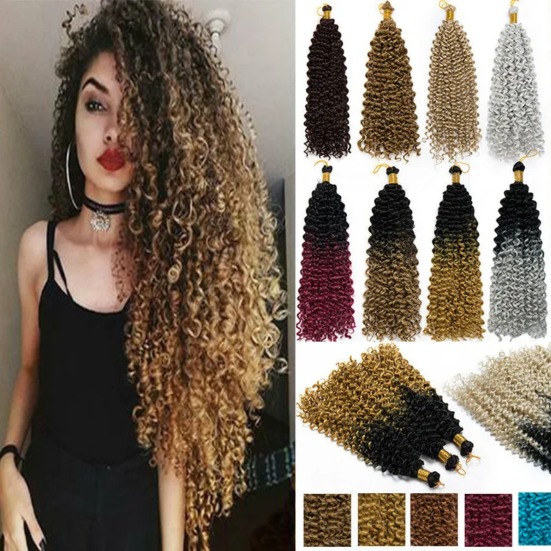 Long Water Wave Bundles For Women Chorliss 14\'\' Ombre Synthetic Spring Crochet Braids Black Blonde Purple Twist Crochet Hair