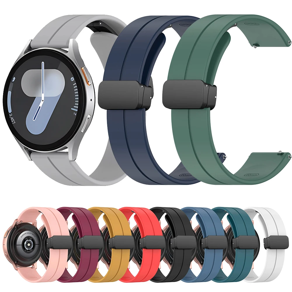 22mm 20mm Silicone Strap for Samsung Galaxy Watch 7 6 5 4 Huawei Watch GT5/4 46mm Magnetic Replacement Wristband for Amazfit GTR