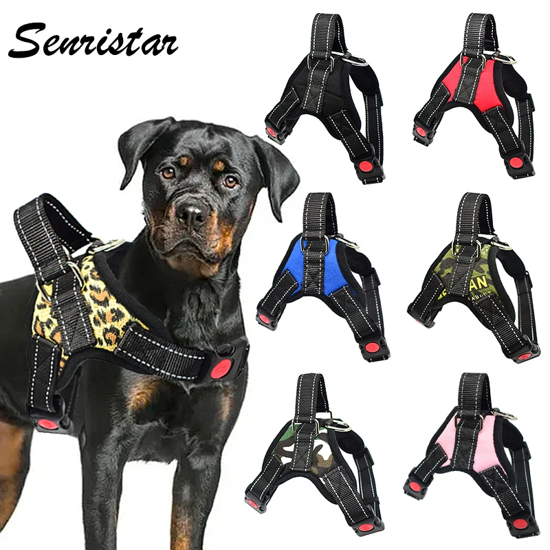 

Reflective Nylon Dog Harness NO PULL Adjustable Training Dog Harness Vest Tactical Pet Dog Harness For Small Medium Large Dogs