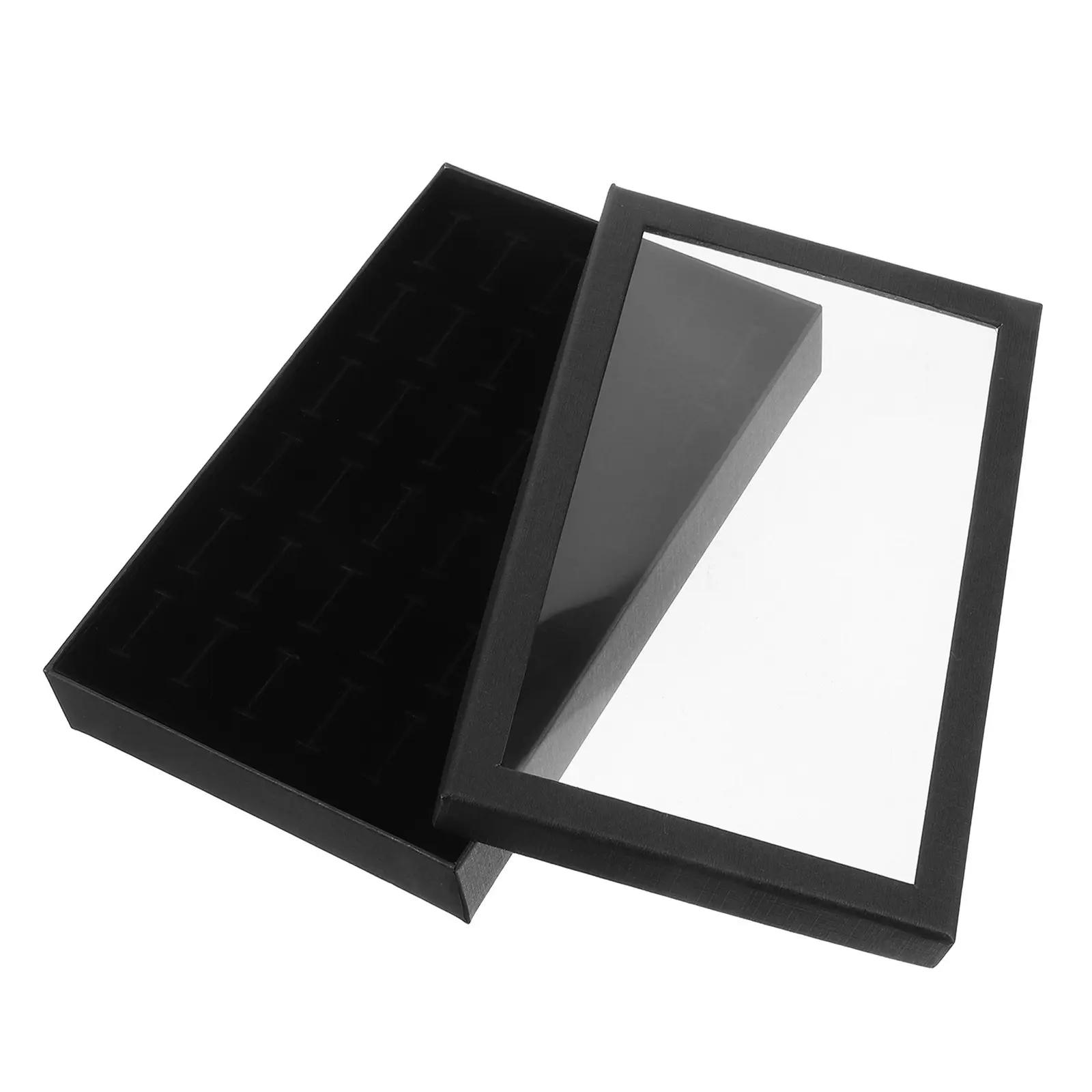 

Коробка для колец с прозрачной ПВХ-крышкой, несколько отделений, органайзер для хранения ювелирных изделий, для колец, серег-гвоздиков, дорожный органайзер, коробка для обручальных колец