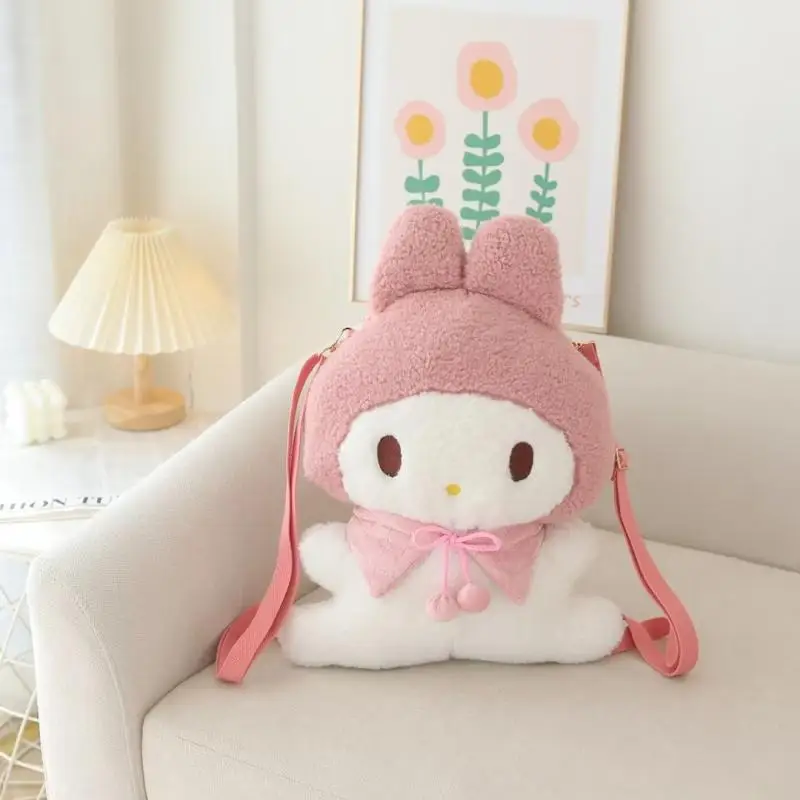 Sanrios Kuromi My Melody Pochacco mochila de felpa, bolso de hombro Kawaii, bolso de mensajero de dibujos animados, lindo Anime, regalos de cumpleaños y Navidad