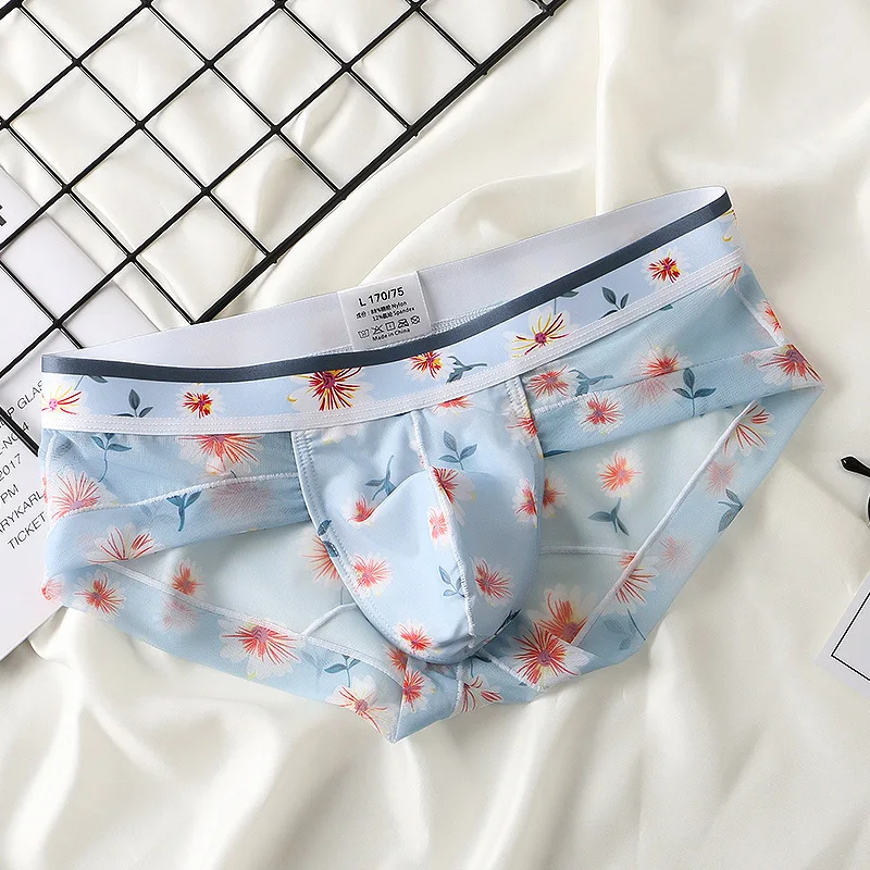 Sexy Ultradunne Slipje U Bolle Zakje Onderbroek heren Ijs Zijde Mesh Slips Zomer Ademend Sneldrogend Gedrukt ondergoed