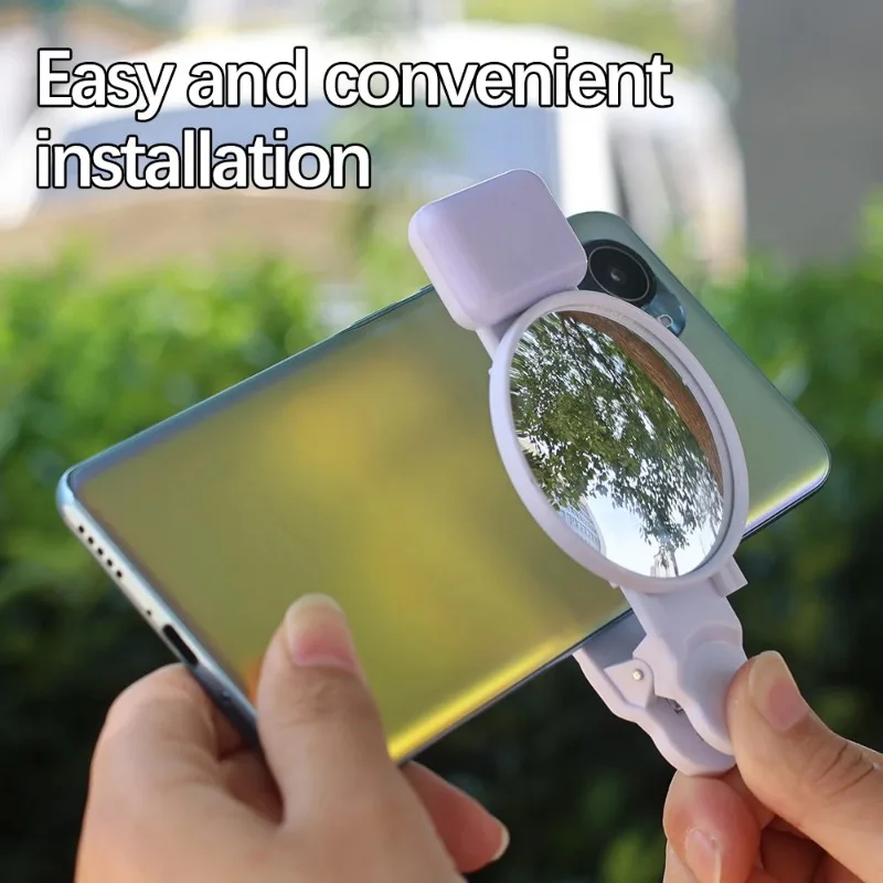 2 in 1 Mobile Phone Selfie Mirror Reflection Lamp Clip Kit for IPhone Samsung Xiaomi Universal Portable Rear View Fill Lights