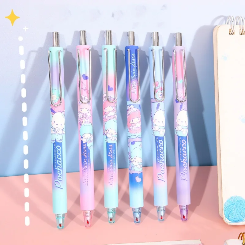 

24pcs/lot Sanrio Little Twin Stars Pochacco Gel Pen Cute 0.5mm Black Ink Press Signature Pens Promotional Gift School Supplies