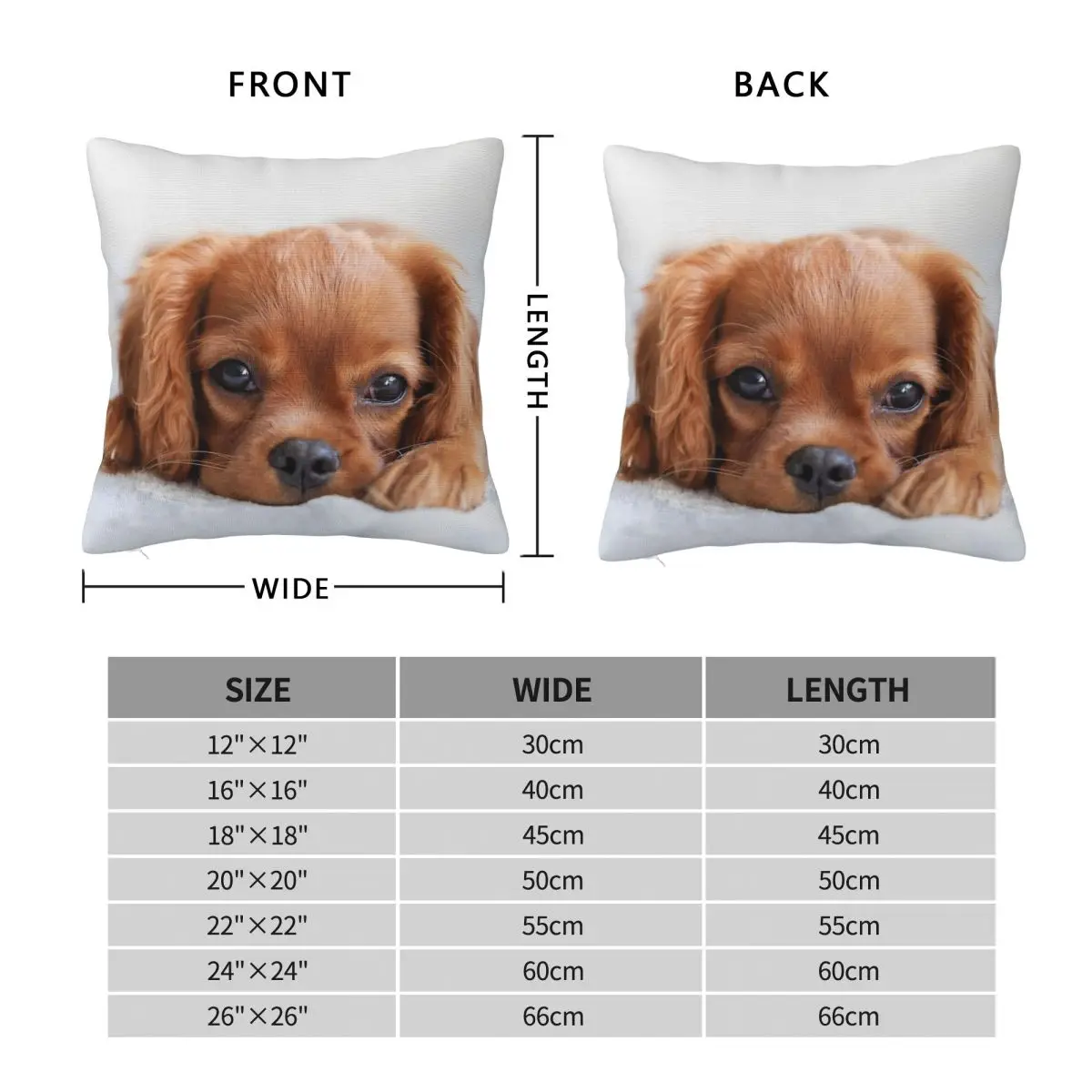 Cavalier King Charles Spaniel Square Pillowcase Polyester Linen Velvet Pattern Pillow Case Home Cushion Cover Wholesale 45x45