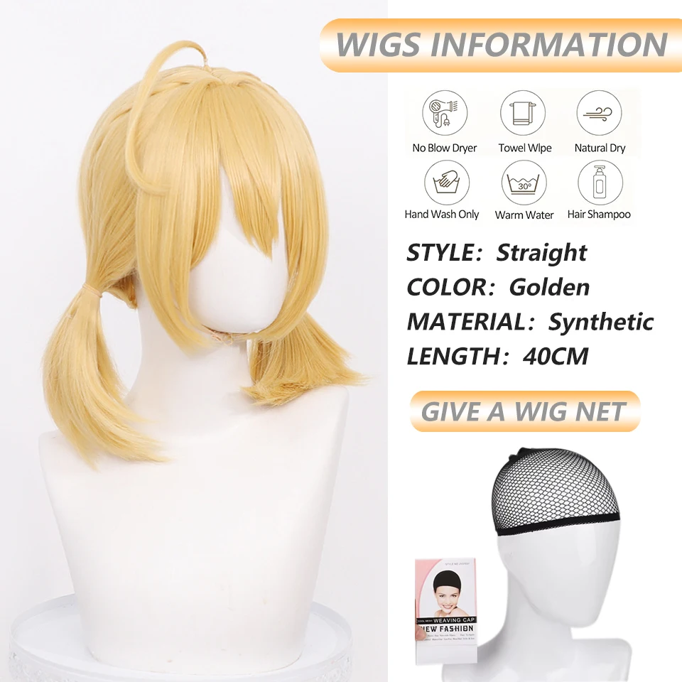 Game Blue Archive Toyomi Kotori Cosplay Wig  Anime Golden Twin Ponytails Hair Wigs with Bang Synthetic Role-playing Costume Wig