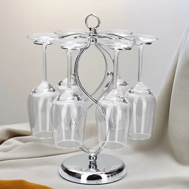 Wine Glass Holder With 6 Hooks Countertop Freestanding Tabletop Stemware Storage Rack Display Organizer Home Decor