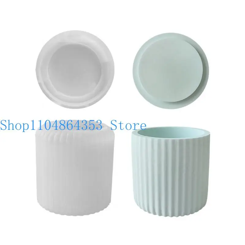 652F قالب كأس شمعة لصندوق تخزين أواني الزهور مع غطاء قالب من السيليكون جرة الراتنج #4