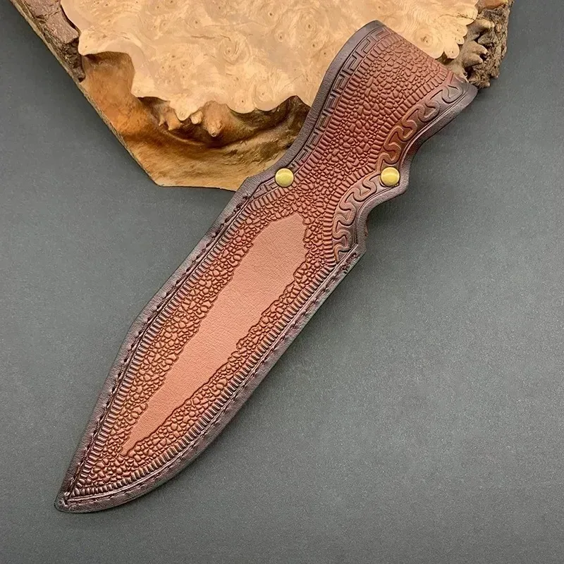 NEW Leather Sheath Belt Knife Sheath with Waist Belt Buckle Pocket Tool Knife Protective Cover (Knife Not Included)