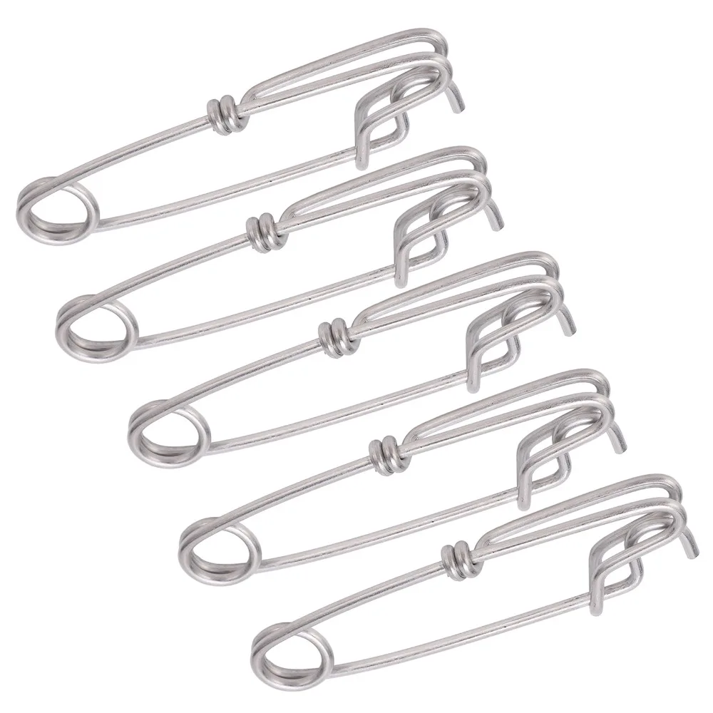 5PCS Durable Stainless Steel Long Line Clips 5 Sizes Easy On/Off Snap Swivel Closed Eye Pin Tuna Fishing